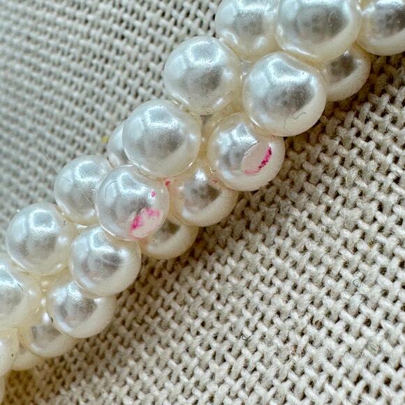 RMN Twisted Ivory Faux Pearl Necklace Triple Multi Strand Wedding Bridal 17 1/2” - Picture 7 of 7